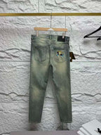 Burberry - Slim Fit Light Wash Tinted Jeans image 7