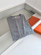HERMES - Grey Graphic Horse Motif T-Shirt image 8