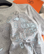HERMES - Grey Graphic Horse Motif T-Shirt image 10