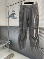 Balenciaga - Wide-Leg Utility Trousers in Washed Grey image 3