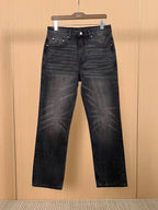 Vintage Black Wash Straight - Leg Jeans
