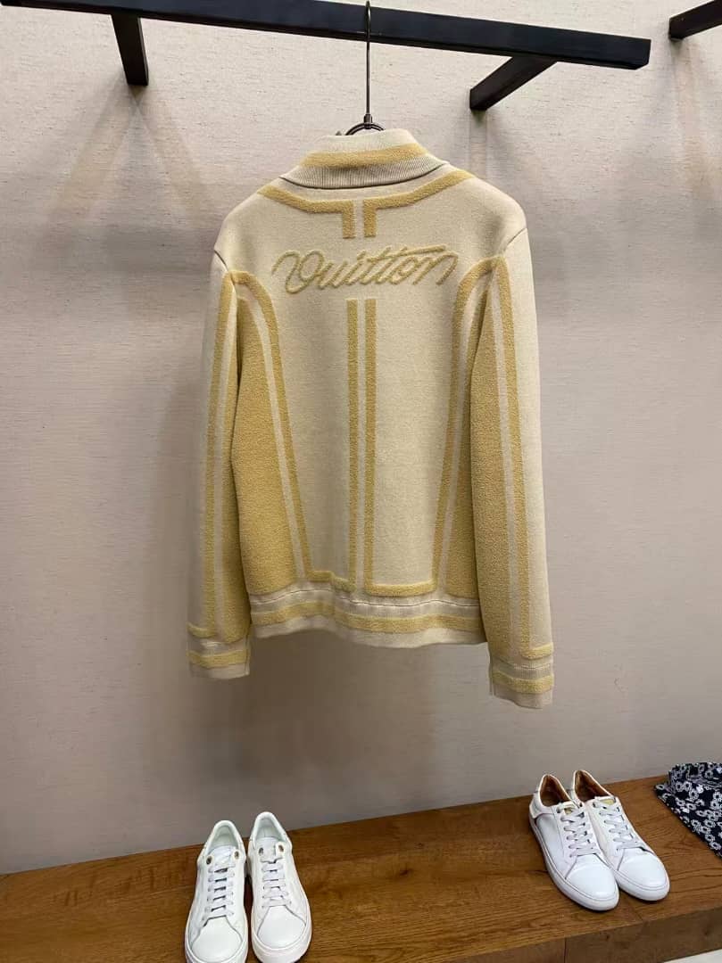 Louis Vuitton Geometric Panel Zip-Up Knit Cardigan