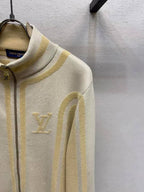 Louis Vuitton Geometric Panel Zip-Up Knit Cardigan