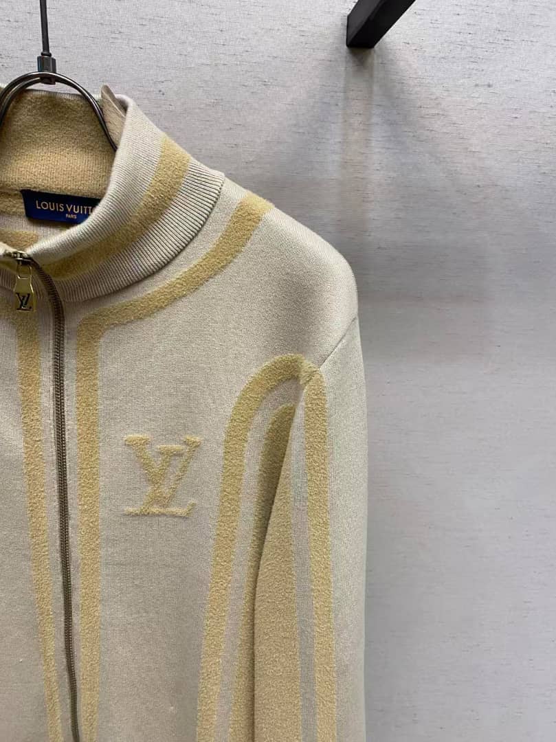 Louis Vuitton Geometric Panel Zip-Up Knit Cardigan