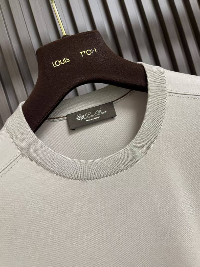 Loro Piana Embroidered Logo Long-Sleeve Beige Crewneck