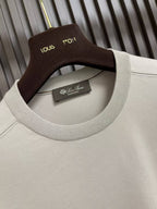 Loro Piana Embroidered Logo Long-Sleeve Beige Crewneck