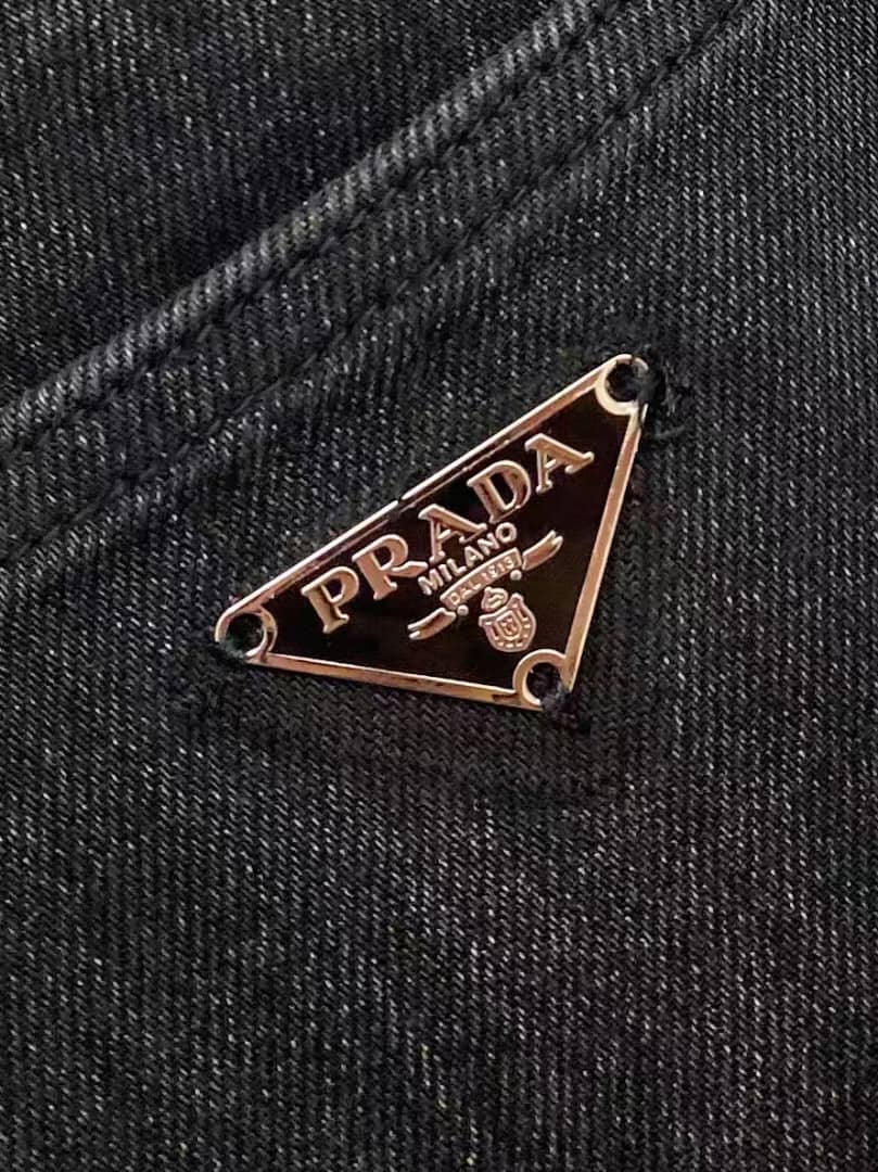 Prada Tapered Fit Grey with Rolled Cuff Wash Denim Jeans