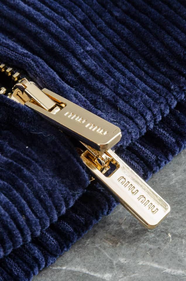 Miu Miu Dark Blue Corduroy Zip-Up Jacket