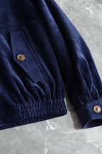 Miu Miu Dark Blue Corduroy Zip-Up Jacket