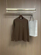 Loro Piana Embroidered Logo Long-Sleeve Brown Crewneck