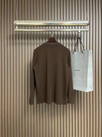 Loro Piana Embroidered Logo Long-Sleeve Brown Crewneck