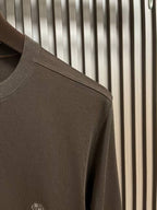 Loro Piana Embroidered Logo Long-Sleeve Brown Crewneck