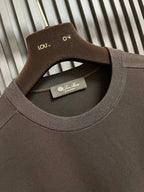 Loro Piana Embroidered Logo Long-Sleeve Brown Crewneck