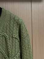 LOEWE Men's Olive Green Oversized Knit Sweater