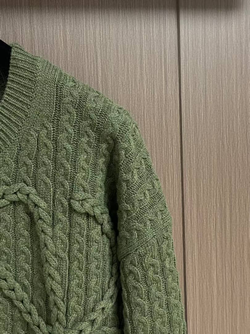 LOEWE Men's Olive Green Oversized Knit Sweater