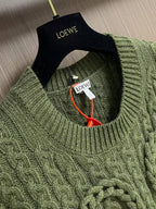 LOEWE Men's Olive Green Oversized Knit Sweater