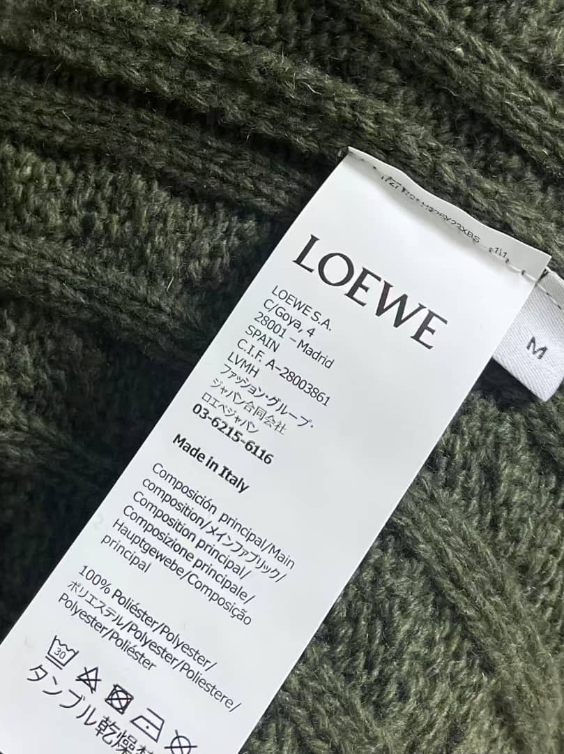 LOEWE Men's Olive Green Oversized Knit Sweater