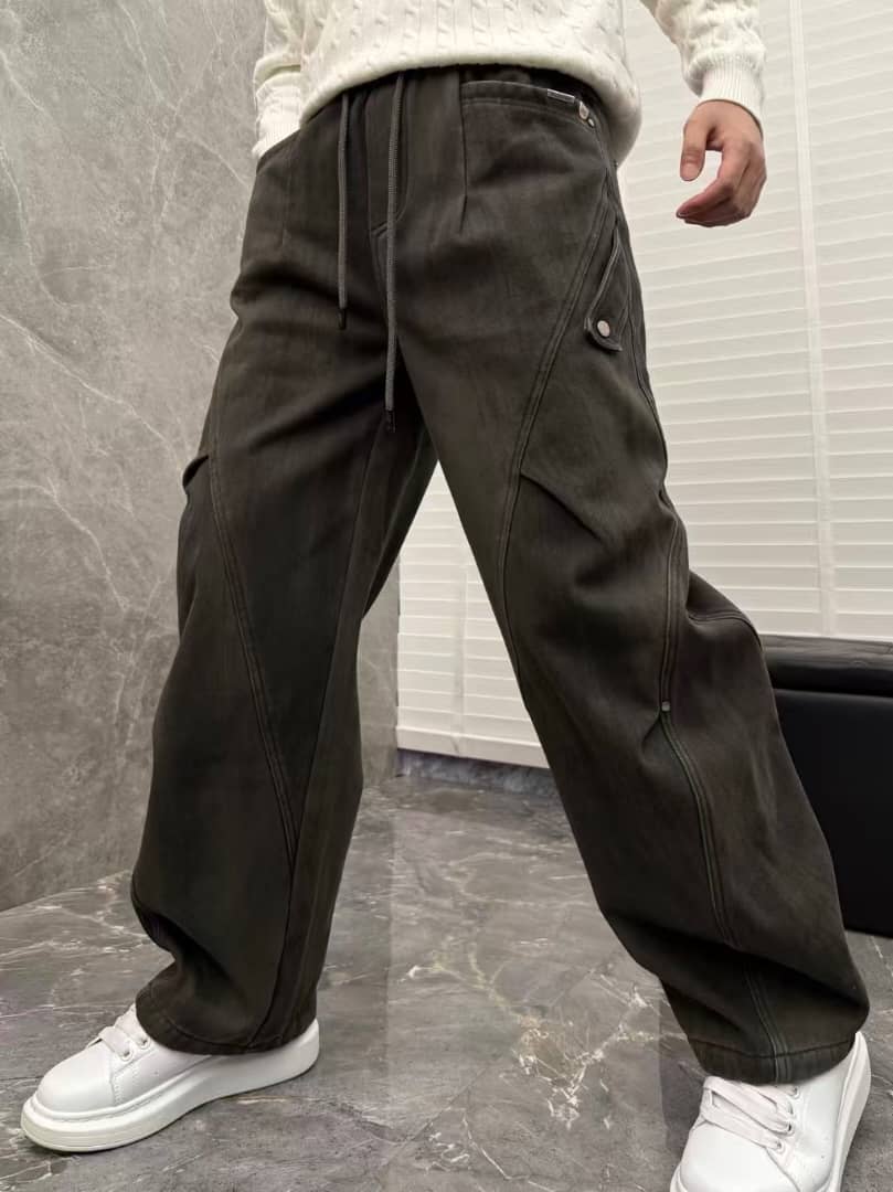 Balenciaga Grey Washed Panelled Cargo Trousers