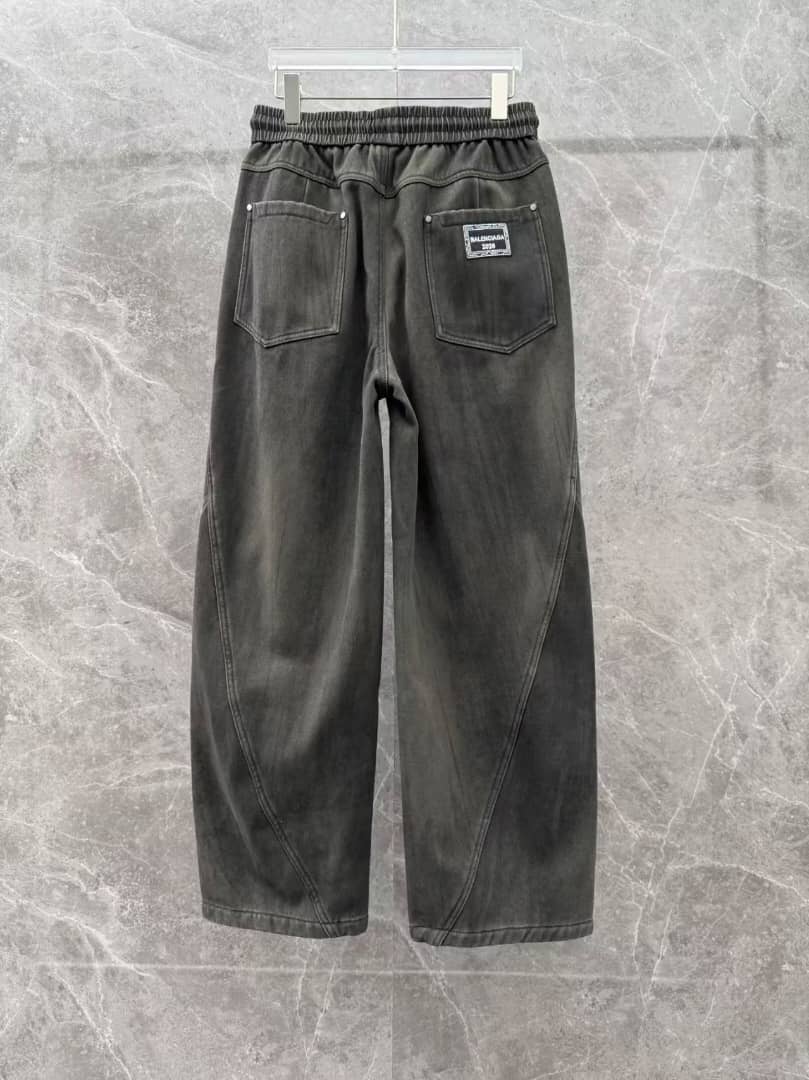 Balenciaga Grey Washed Panelled Cargo Trousers