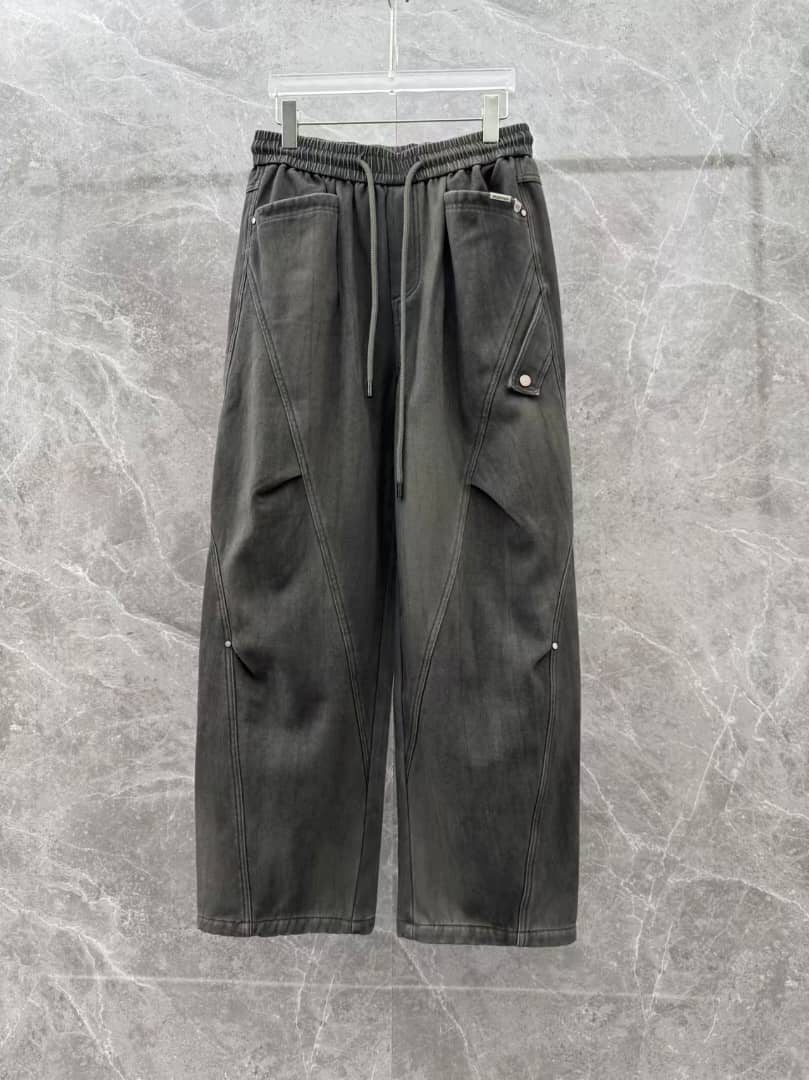Balenciaga Grey Washed Panelled Cargo Trousers