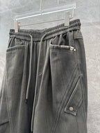 Balenciaga Grey Washed Panelled Cargo Trousers