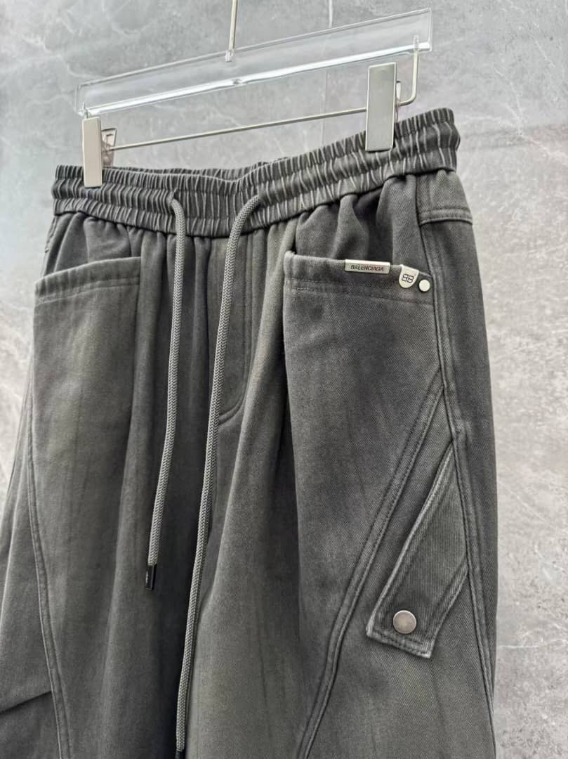 Balenciaga Grey Washed Panelled Cargo Trousers