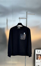 LOEWE Anagram and Cat Pocket Black Crewneck