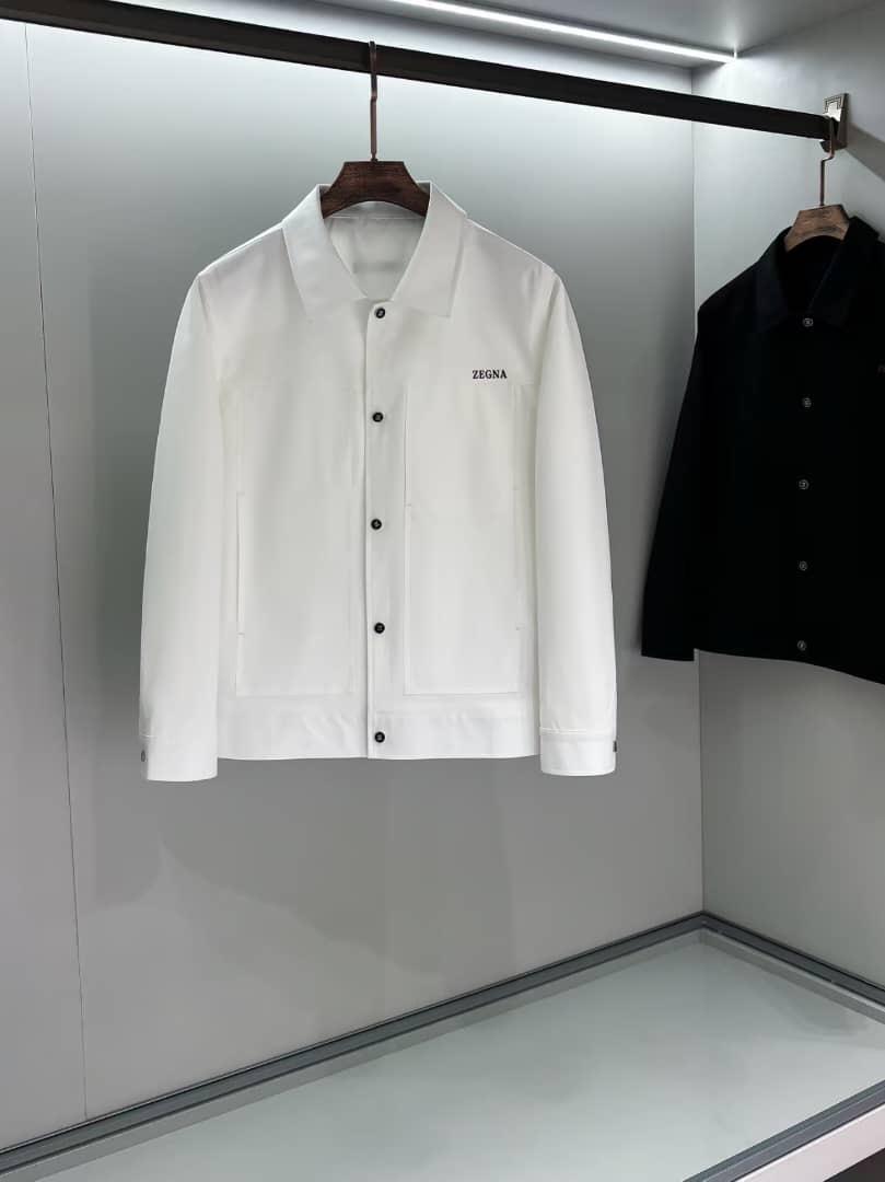 Zegna White Cotton-Blend Shirt Jacket
