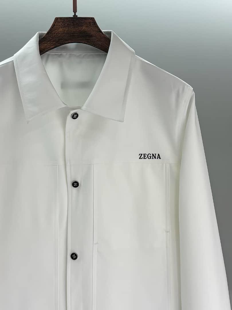 Zegna White Cotton-Blend Shirt Jacket