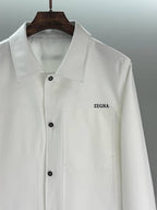 Zegna White Cotton-Blend Shirt Jacket