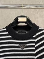 Prada Men's Black & White Striped Knit Sweater