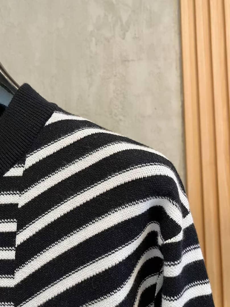 Prada Men's Black & White Striped Knit Sweater