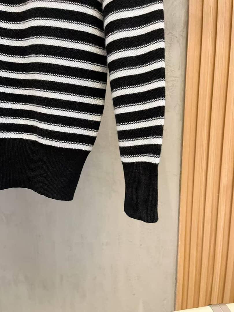 Prada Men's Black & White Striped Knit Sweater