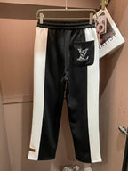 Louis Vuitton Men's Black Sweatpants with Bold White Side Stripe