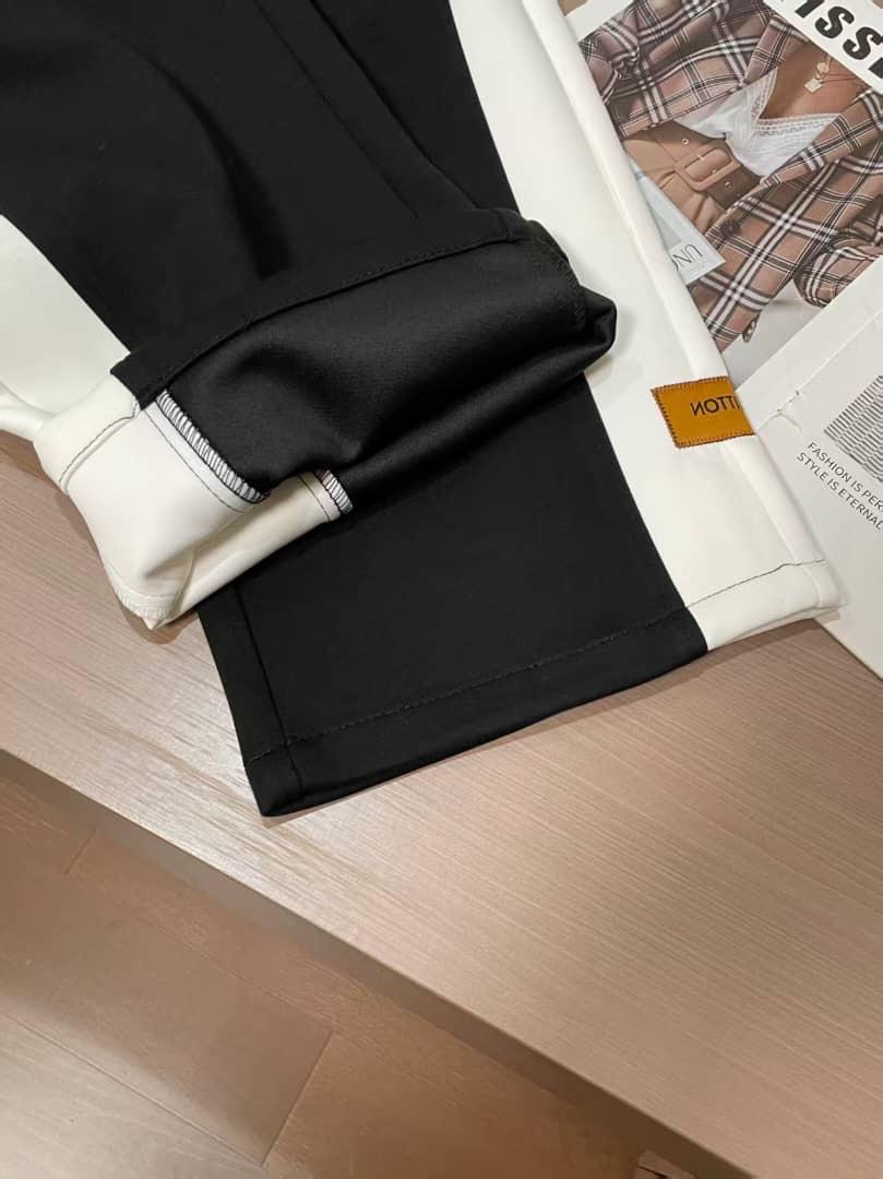 Louis Vuitton Men's Black Sweatpants with Bold White Side Stripe