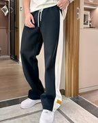 Louis Vuitton Men's Black Sweatpants with Bold White Side Stripe