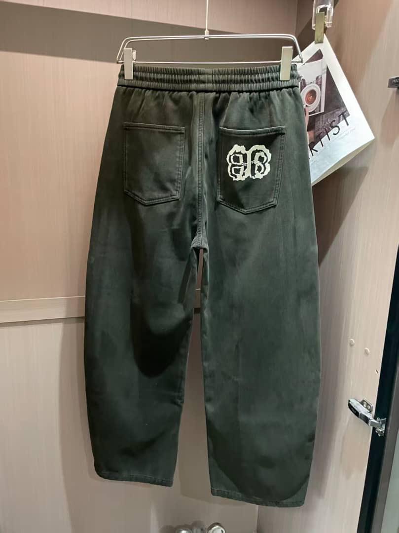 Balenciaga Olive Wide-Leg Pleated Pants