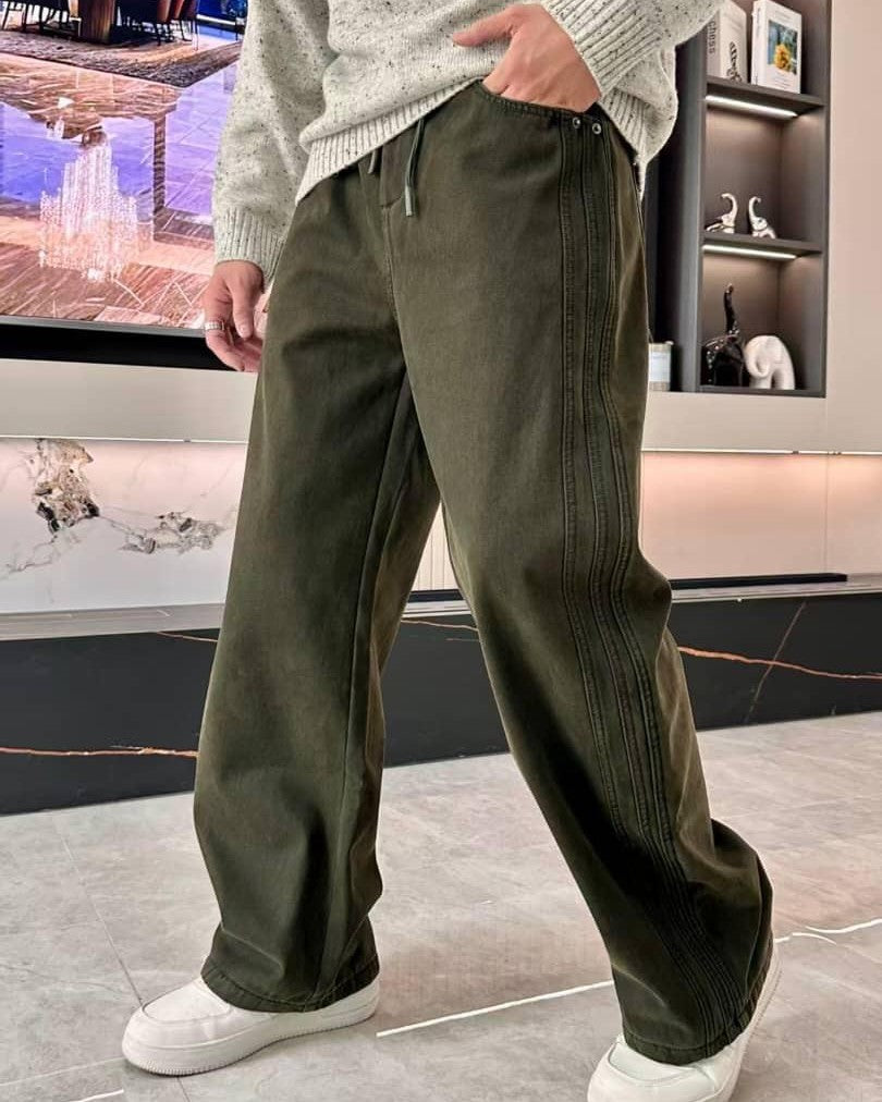Balenciaga Olive Wide-Leg Pleated Pants