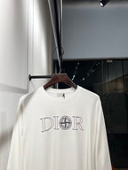 Dior x Stone Island Compass Logo White Long-Sleeve T-Shirt
