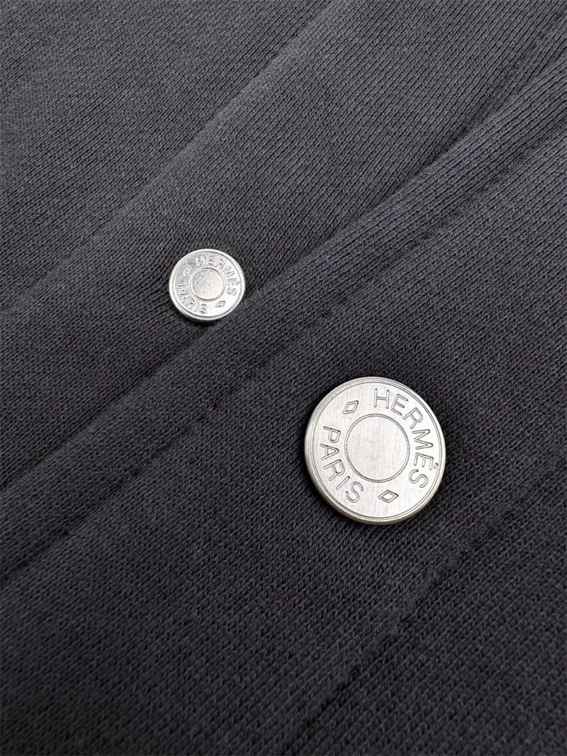 Hermes Men's Dark Grey Cotton Blend Bomber Jacket