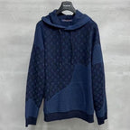 Louis Vuitton Navy Textured Monogram Wool-Blend Hoodie