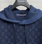 Louis Vuitton Navy Textured Monogram Wool-Blend Hoodie
