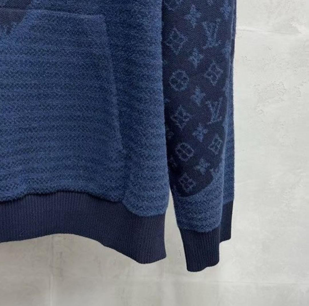 Louis Vuitton Navy Textured Monogram Wool-Blend Hoodie
