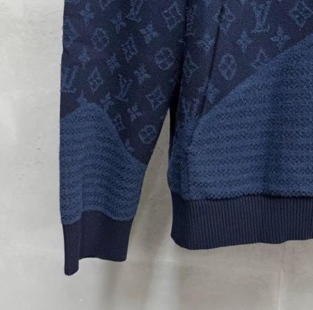 Louis Vuitton Navy Textured Monogram Wool-Blend Hoodie