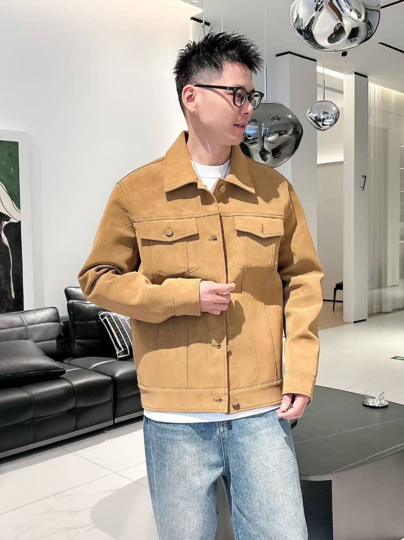Louis Vuitton Men's Suede Trucker Jacket - Camel