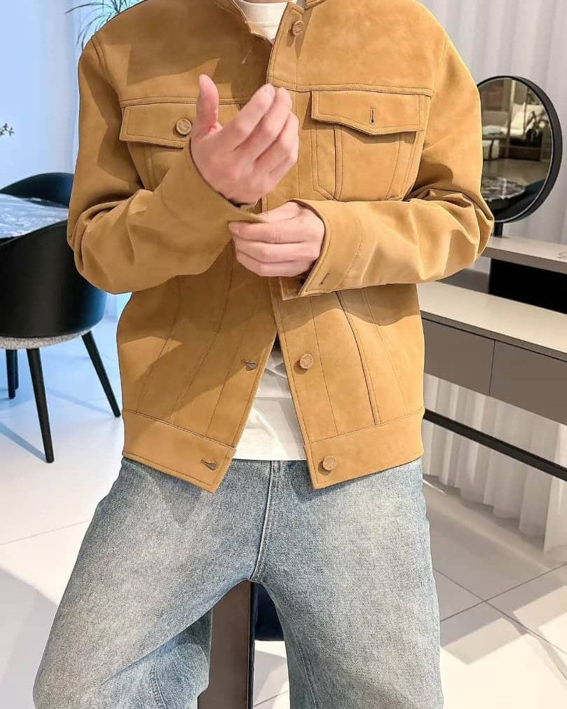 Louis Vuitton Men's Suede Trucker Jacket - Camel