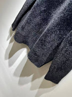 Fendi Black Fuzzy V-Neck Sweater with Karlito Patch & FF Collar