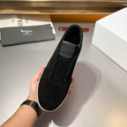 Berluti Black Suede & Leather Slip-On Sneaker