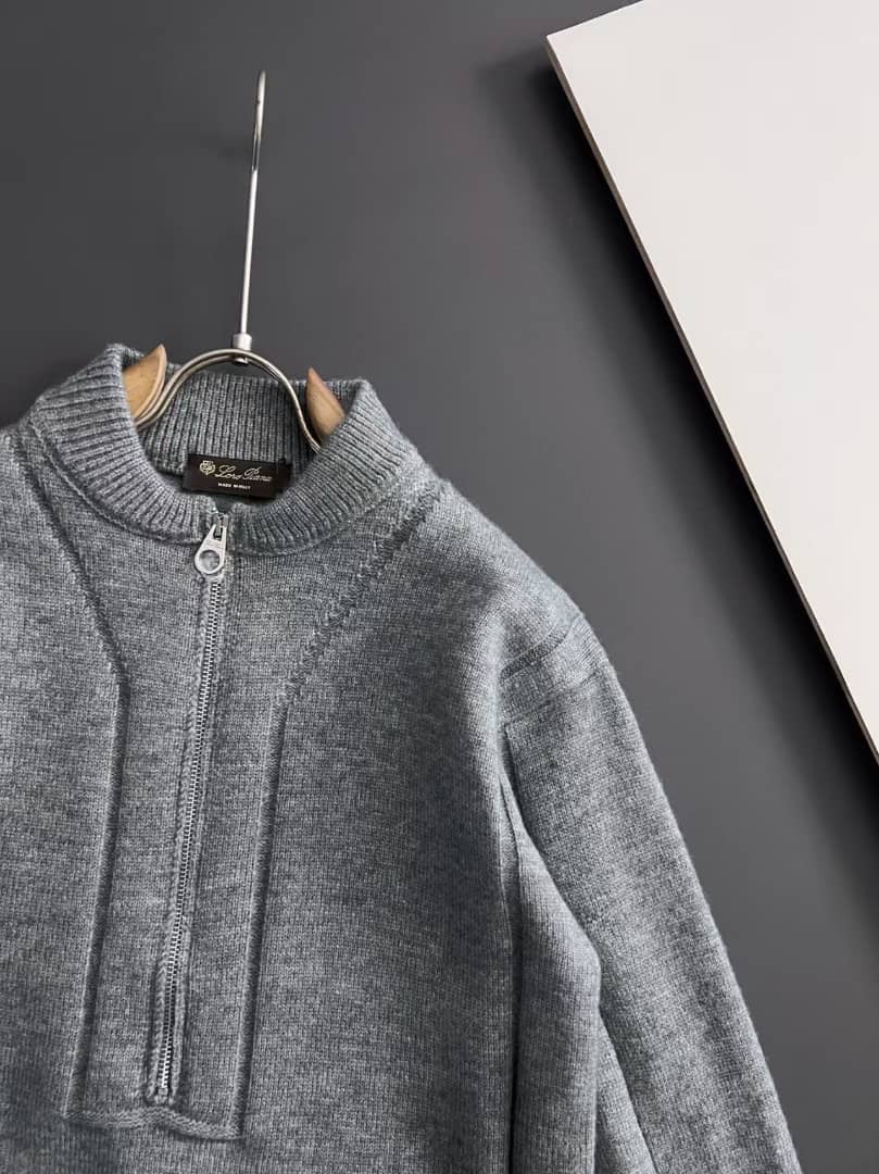 Loro Piana - Grey Fine Knit Half-Zip
