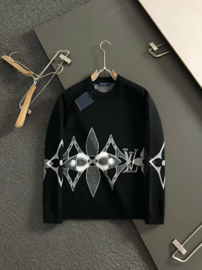 Louis Vuitton Black Oversized Monogram Graphic Knit Sweater